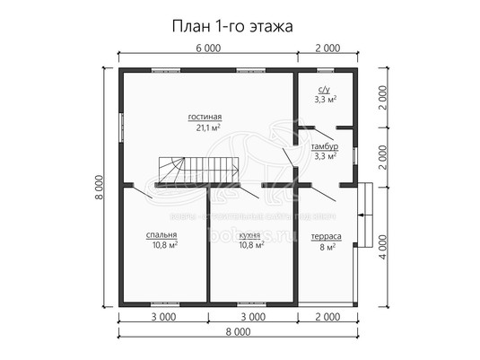 3d проект ДБ174 - планировка 1 этажа