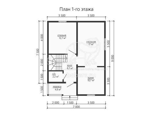 3d проект ДБ179 - планировка 1 этажа