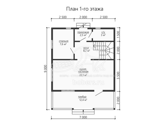 3d проект ДБ181 - планировка 1 этажа