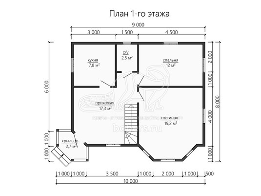 3d проект ДБ182 - планировка 1 этажа