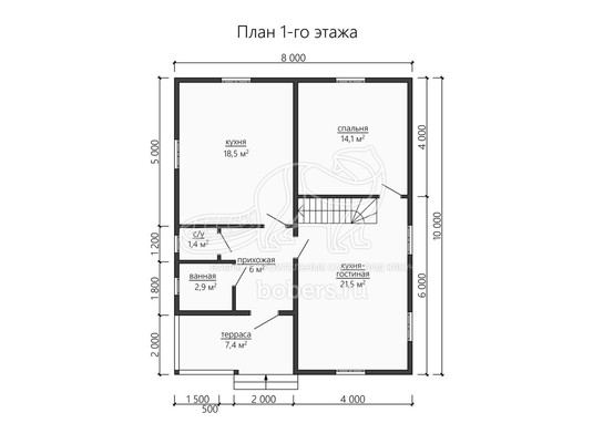 3d проект ДБ184 - планировка 1 этажа