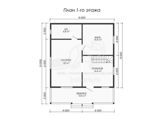 3d проект ДБ185 - планировка 1 этажа