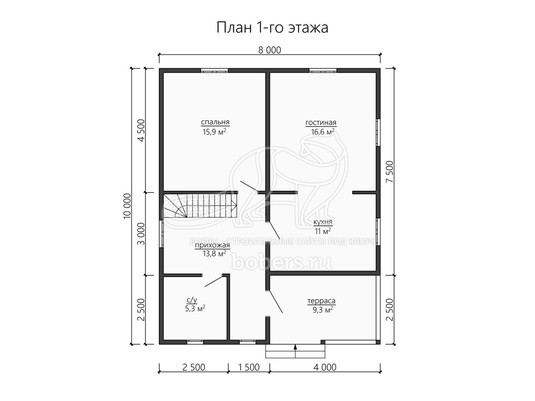 3d проект ДБ188 - планировка 1 этажа