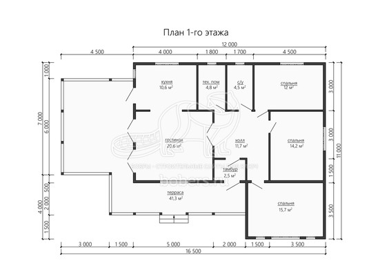 3d проект ДБ189 - планировка 1 этажа</div>