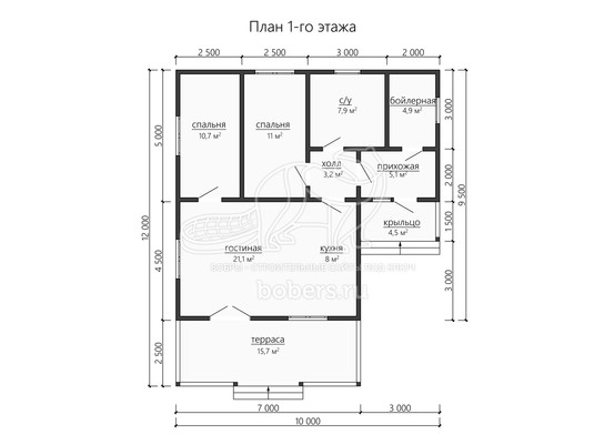 3d проект ДБ190 - планировка 1 этажа</div>