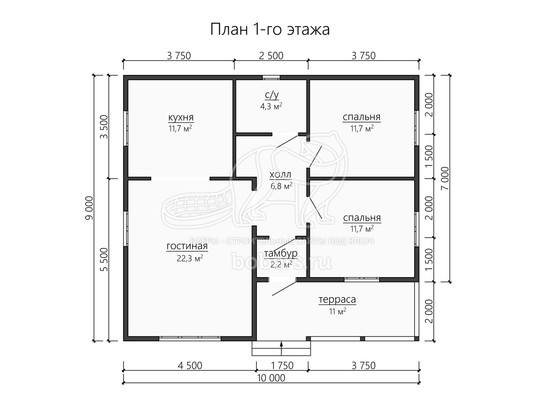 3d проект ДБ193 - планировка 1 этажа</div>