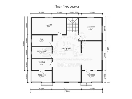 3d проект ДБ194 - планировка 1 этажа