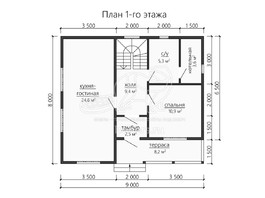 3d проект ДБ195 - планировка 1 этажа