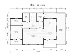 3d проект ДБ196 - планировка 1 этажа