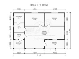 3d проект ДБ198 - планировка 1 этажа