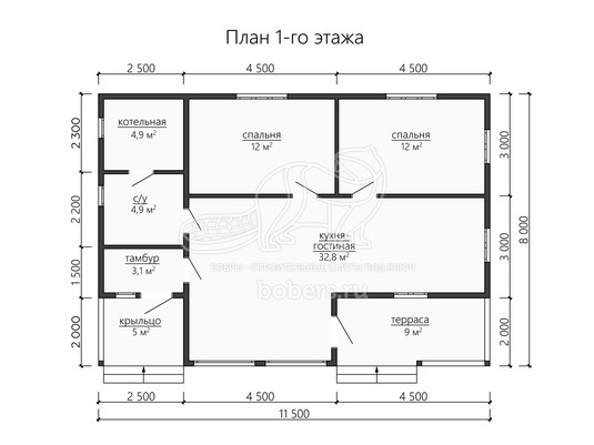 3d проект ДБ198 - планировка 1 этажа