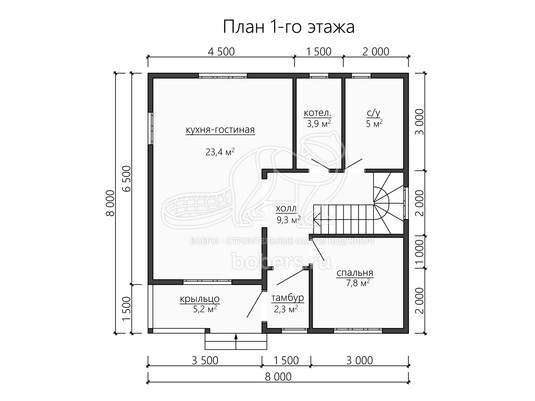 3d проект ДБ199 - планировка 1 этажа