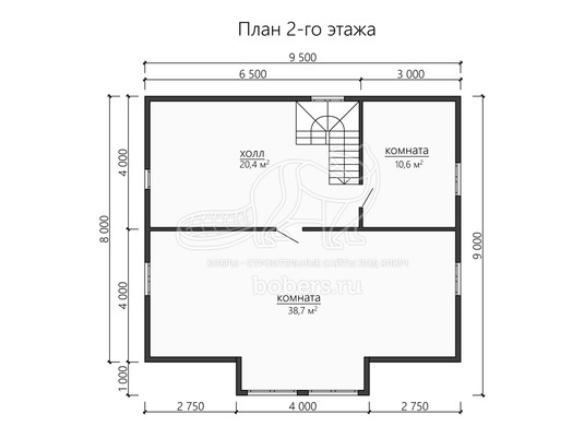 3d проект ДБ200 - планировка 2 этажа