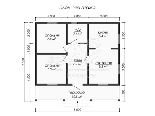 3d проект ДБ201 - планировка 1 этажа