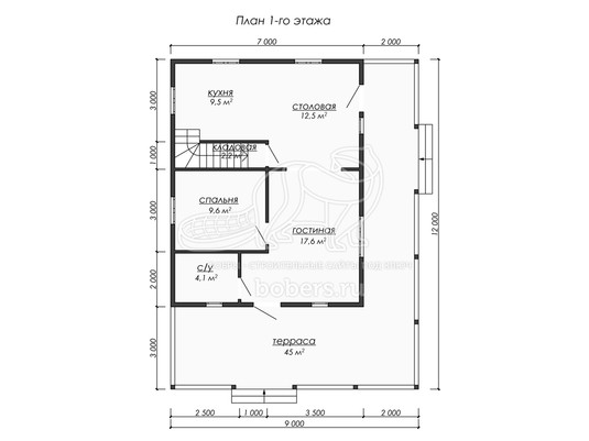 3d проект ДБ204 - планировка 1 этажа