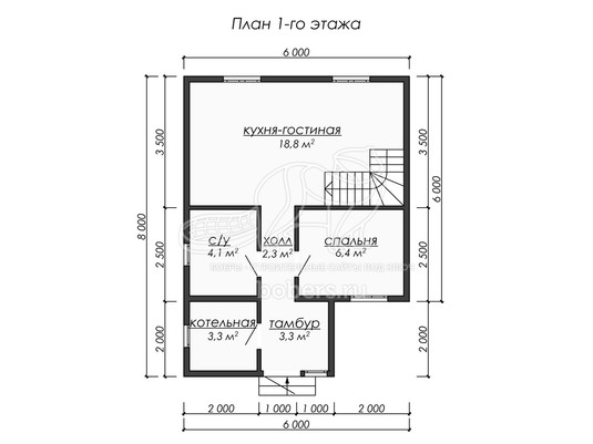 3d проект ДБ208 - планировка 1 этажа