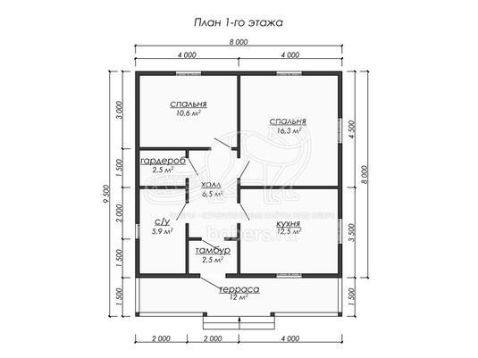 3d проект ДБ210 - планировка 1 этажа