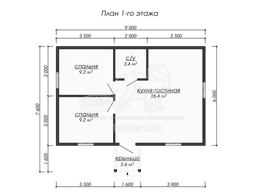 3d проект ДБ213 - планировка 1 этажа