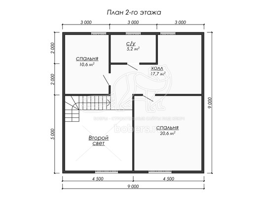 3d проект ДБ214 - планировка 2 этажа</div>