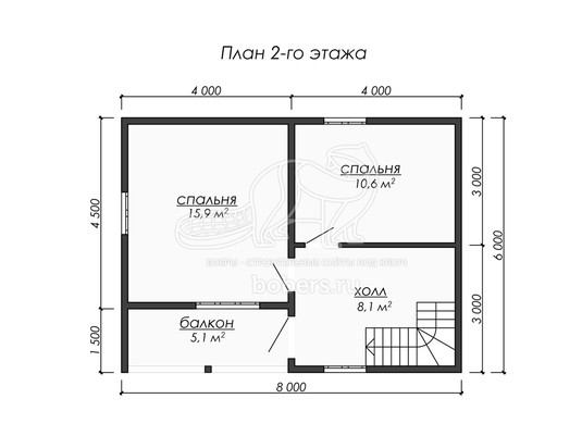3d проект ДБ218 - планировка 2 этажа