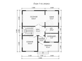 3d проект ДБ222 - планировка 1 этажа