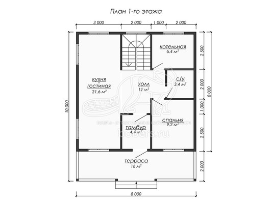 3d проект ДБ223 - планировка 1 этажа
