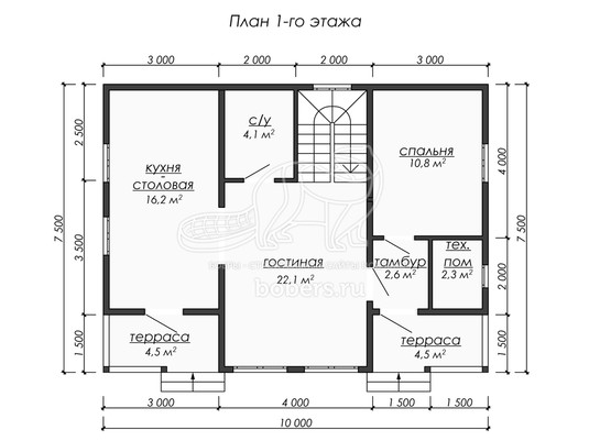 3d проект ДБ224 - планировка 1 этажа