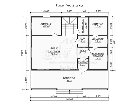3d проект ДБ226 - планировка 1 этажа
