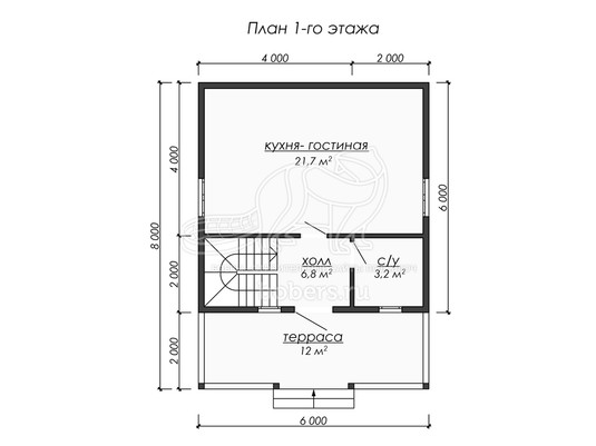 3d проект ДБ227 - планировка 1 этажа