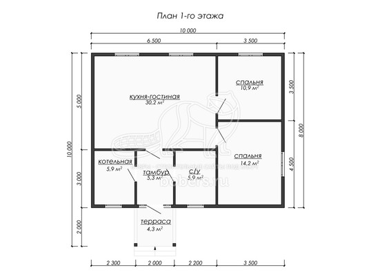 3d проект ДБ229 - планировка 1 этажа
