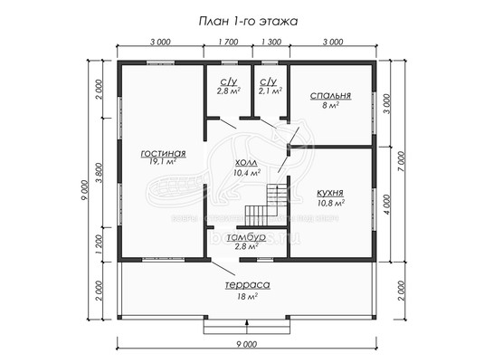 3d проект ДБ231 - планировка 1 этажа