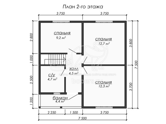 3d проект ДБ232 - планировка 2 этажа</div>