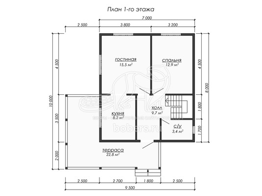 3d проект ДБ235 - планировка 1 этажа