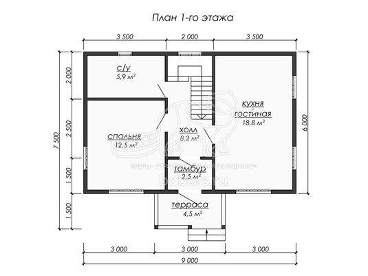 3d проект ДБ236 - планировка 1 этажа