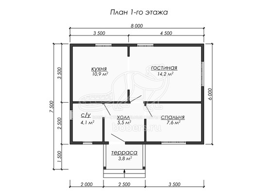 3d проект ДБ237 - планировка 1 этажа</div>