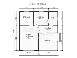 3d проект ДБ238 - планировка 1 этажа