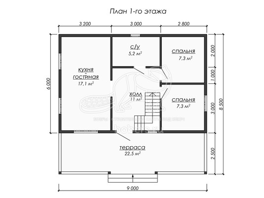 3d проект ДБ240 - планировка 1 этажа