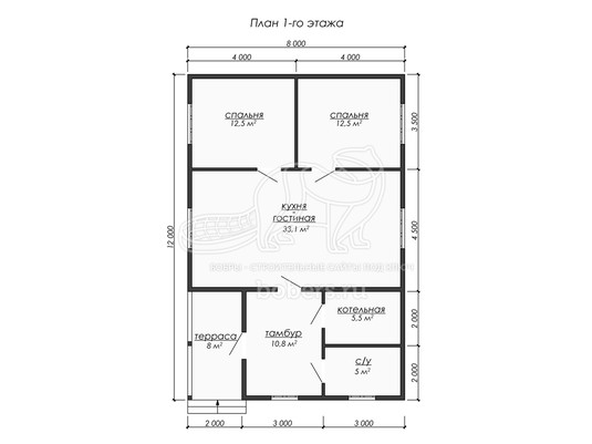 3d проект ДБ242 - планировка 1 этажа