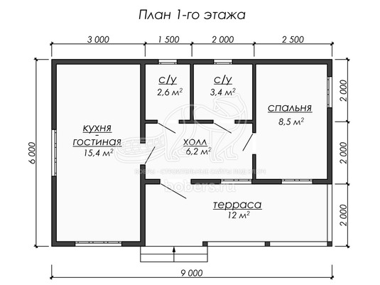 3d проект ДБ243 - планировка 1 этажа