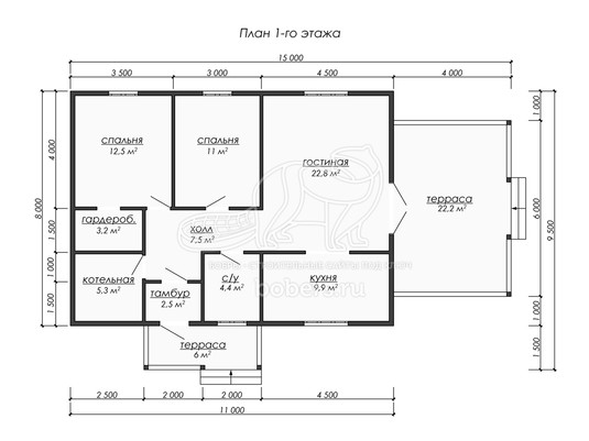 3d проект ДБ245 - планировка 1 этажа</div>