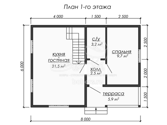 3d проект ДБ250 - планировка 1 этажа