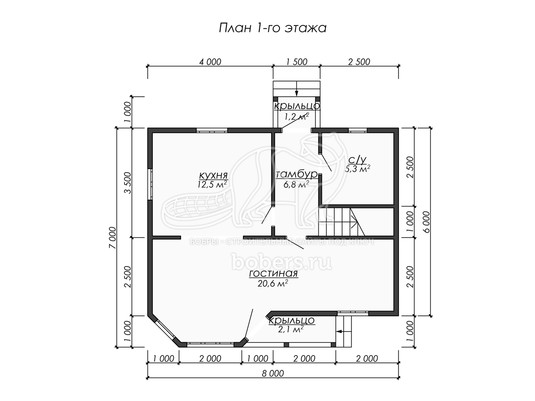 3d проект ДБ251 - планировка 1 этажа