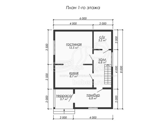 3d проект ДБ252 - планировка 1 этажа