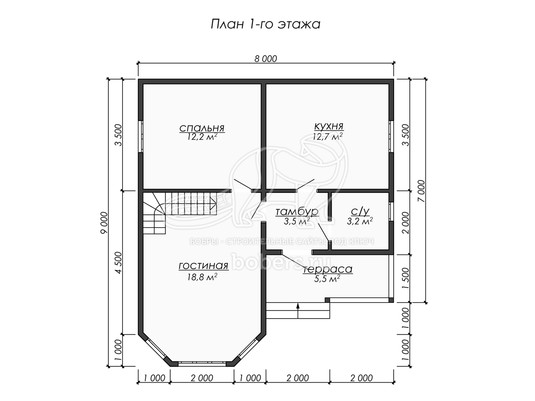 3d проект ДБ253 - планировка 1 этажа