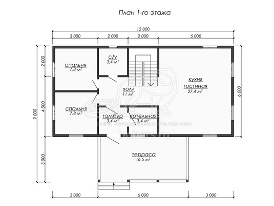 3d проект ДБ256 - планировка 1 этажа