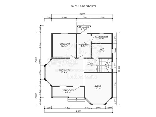 3d проект ДБ263 - планировка 1 этажа
