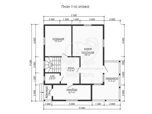 3d проект ДБ264 - планировка 1 этажа
