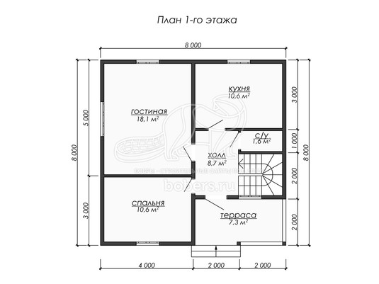 3d проект ДБ266 - планировка 1 этажа