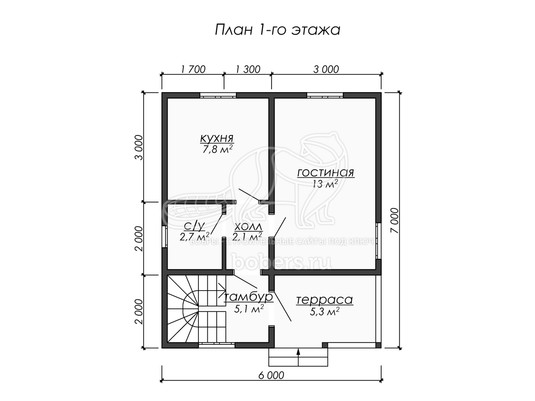 3d проект ДБ267 - планировка 1 этажа