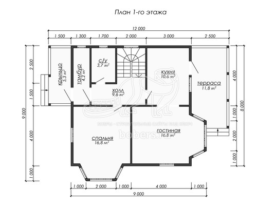 3d проект ДБ271 - планировка 1 этажа